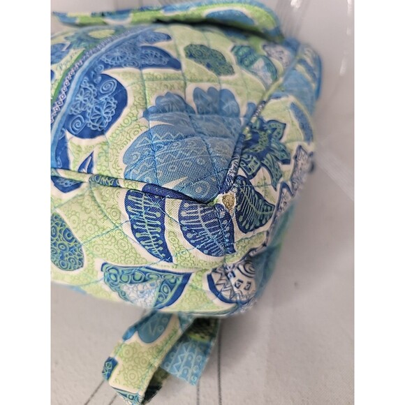 Vera Bradley Doodle Daisy Backpack Blue Green Floral Quilted School Travel Bag - Picture 6 of 13
